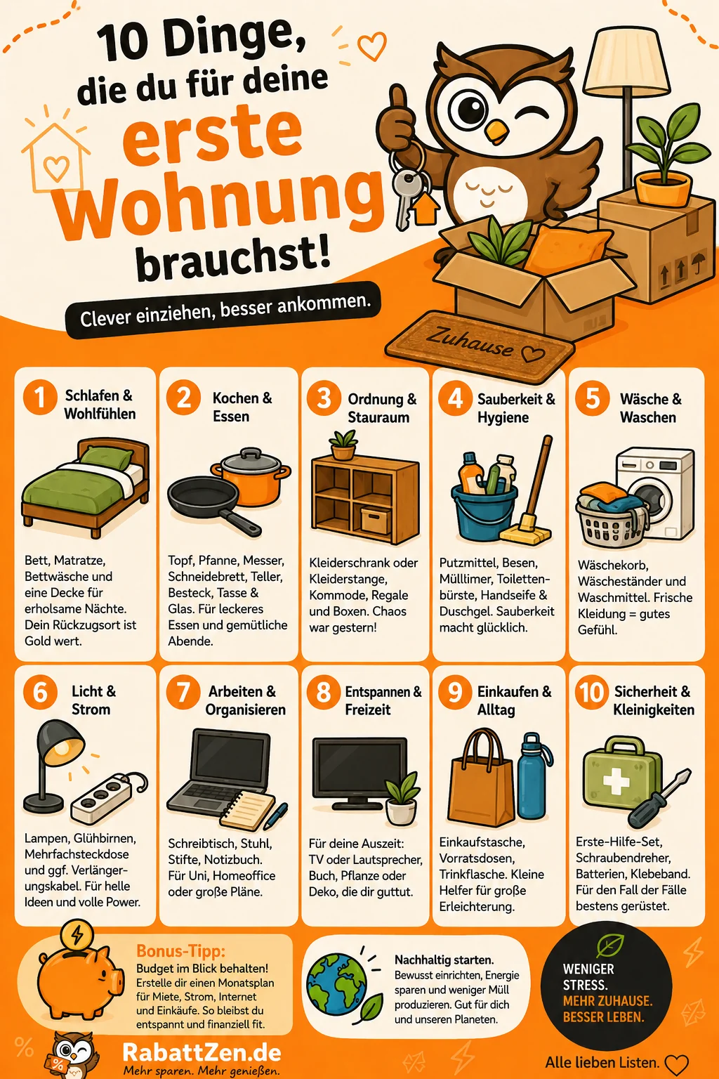 Infografik: Erste eigene Wohnung: 10 Dinge die du wirklich brauchst