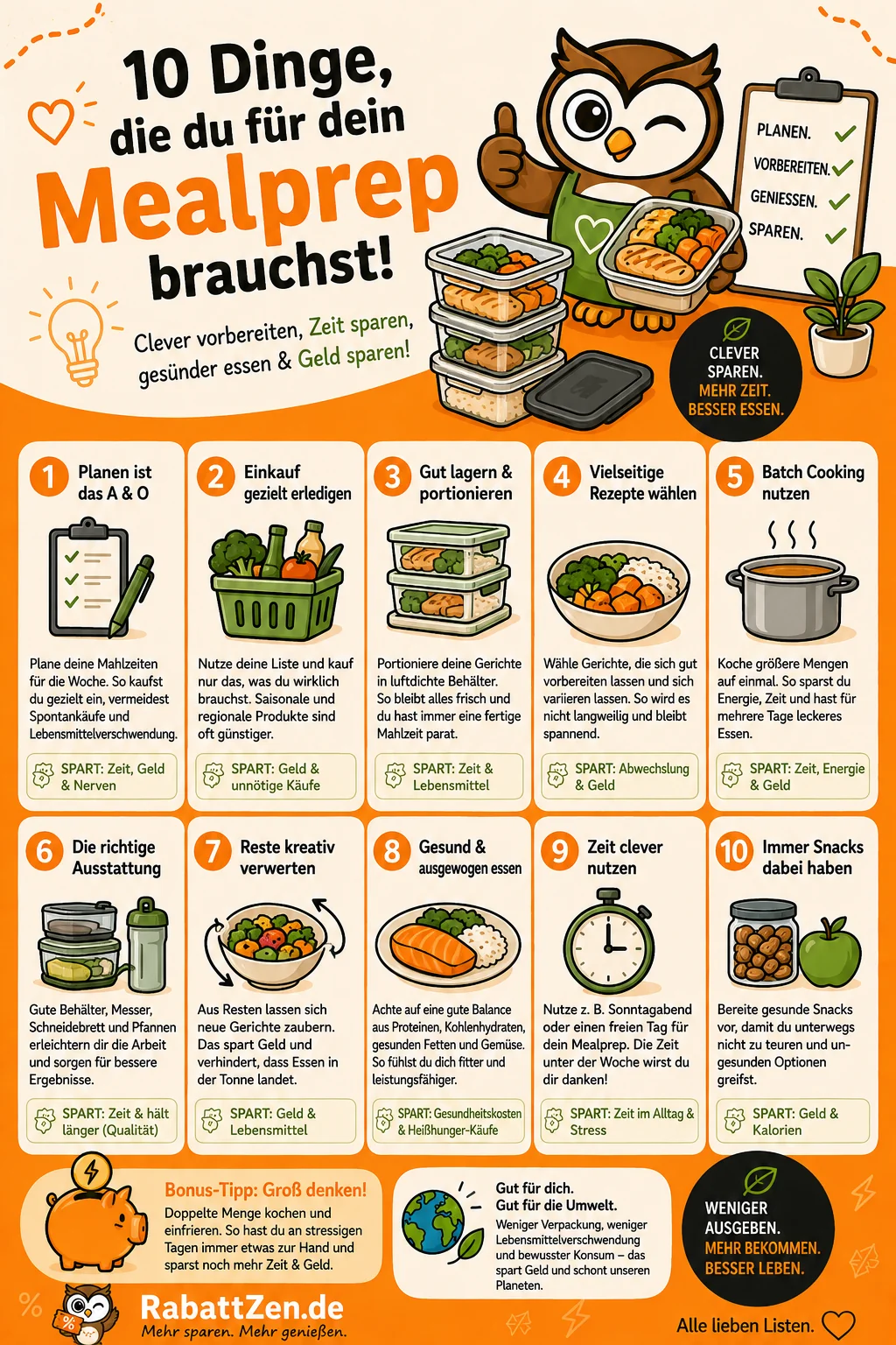 Infografik: Meal Prep: 10 Dinge die du wirklich brauchst