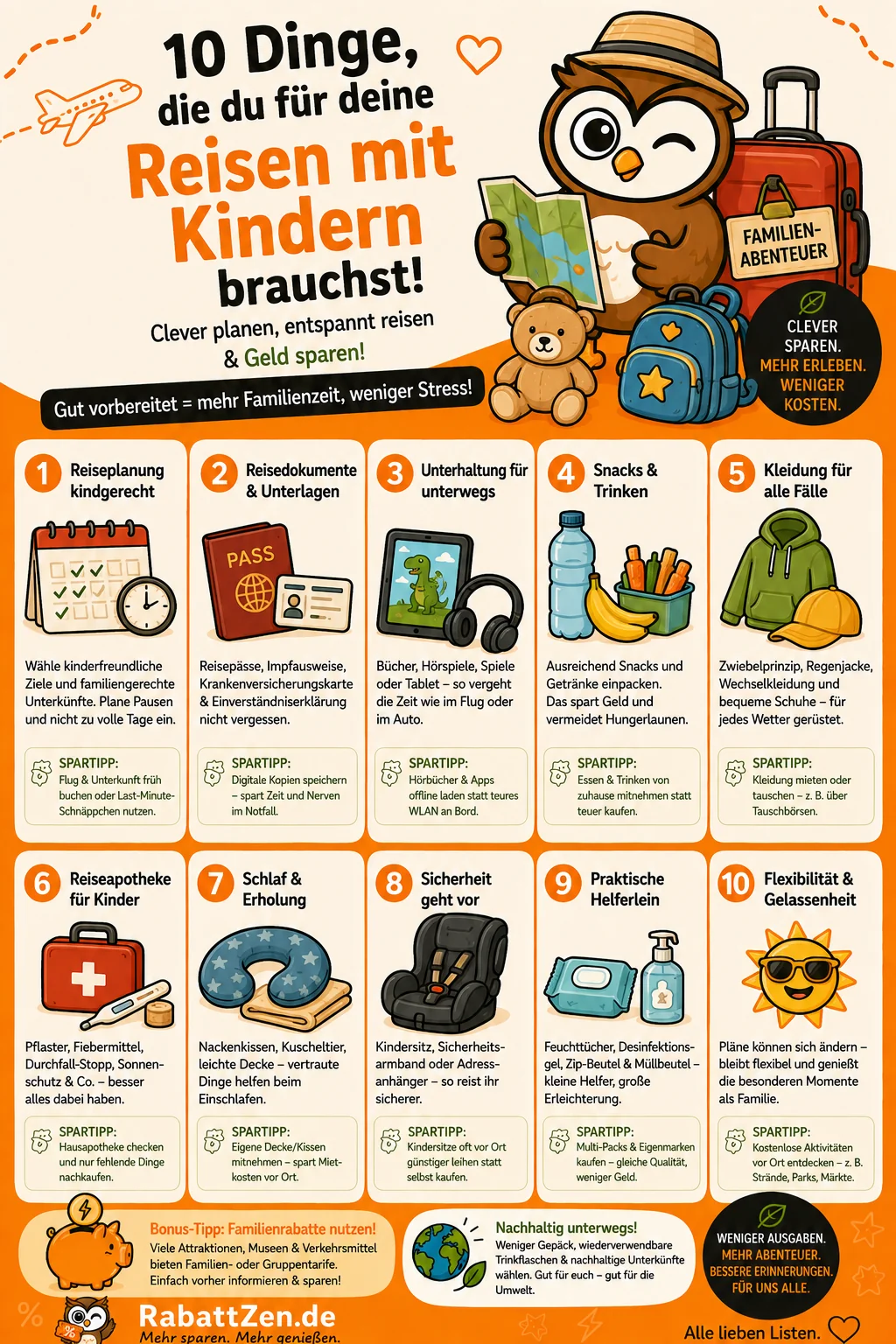 Infografik: Reisen mit Kindern: 10 Dinge die du wirklich brauchst