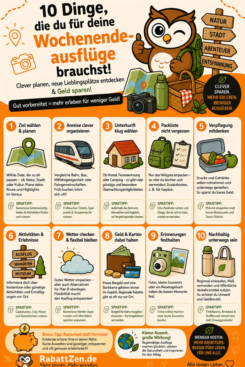Infografik: Wochenendausflüge: 10 Dinge für das perfekte Mini-Abenteuer