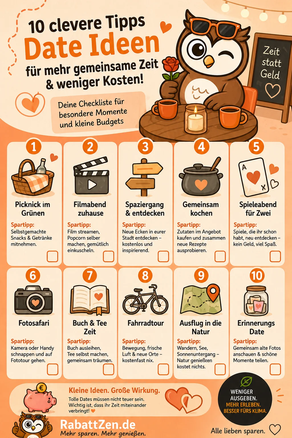 Infografik: Date Ideen: 10 günstige Ideen für besondere Momente