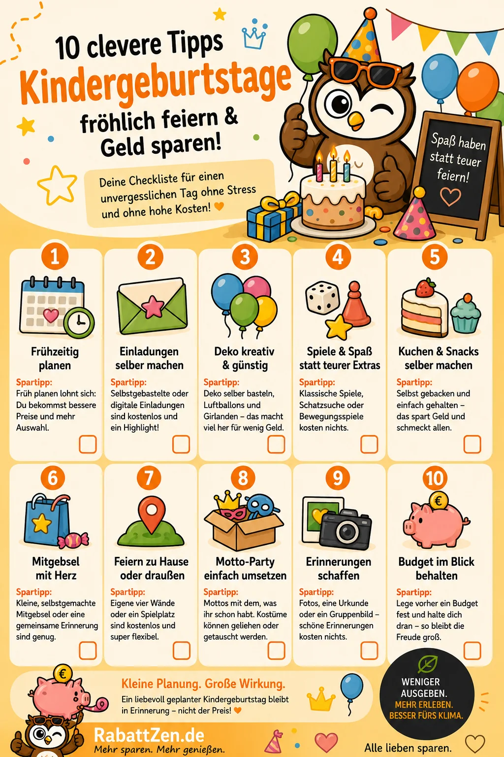 Infografik: Kindergeburtstag: 10 Tipps für unvergessliche Feier ohne viel Geld