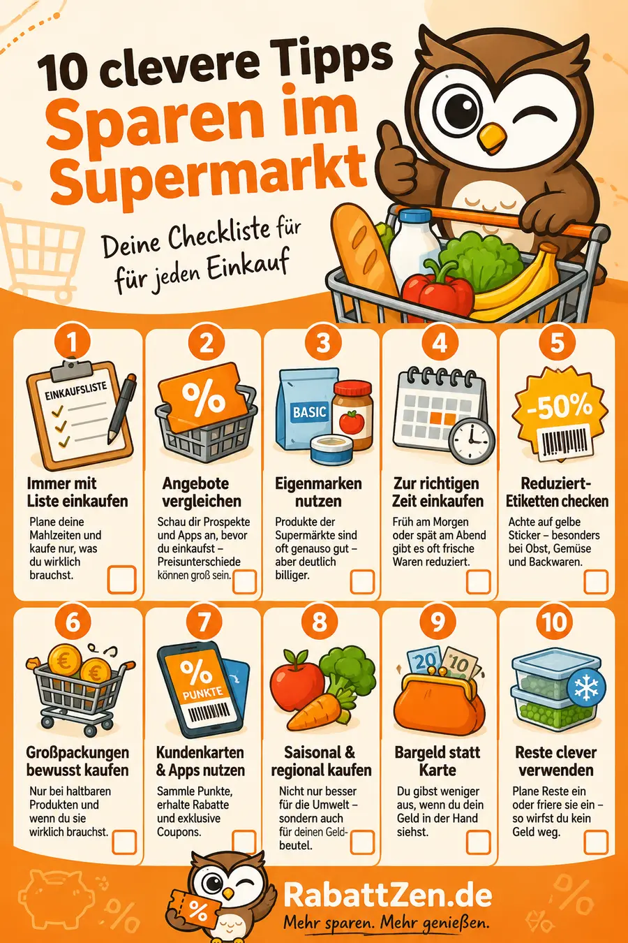 Infografik: Im Supermarkt klug einkaufen: 10 Tipps gegen Verschwendung