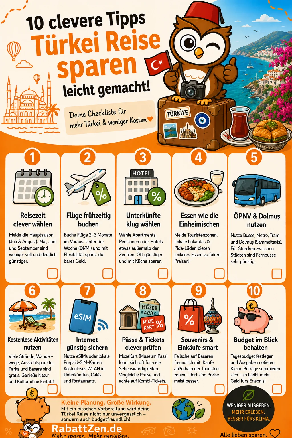 Infografik: Türkei Reise sparen: 10 Tipps für günstigen Urlaub